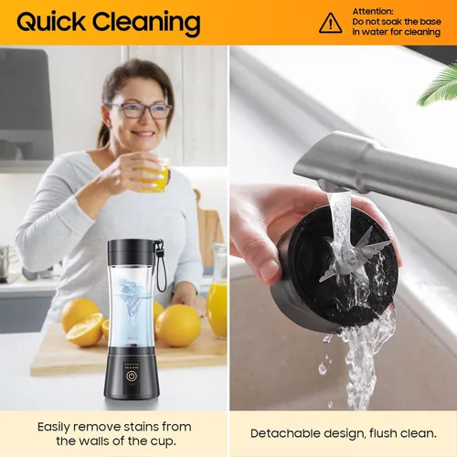 Miniatura 6 de 12 Oz Cordless Portable Personal Size Blender - Mini Blender Make Smoothies and Shakes, Cordless Lightweight Rechargeable, Freshly Squeezed in