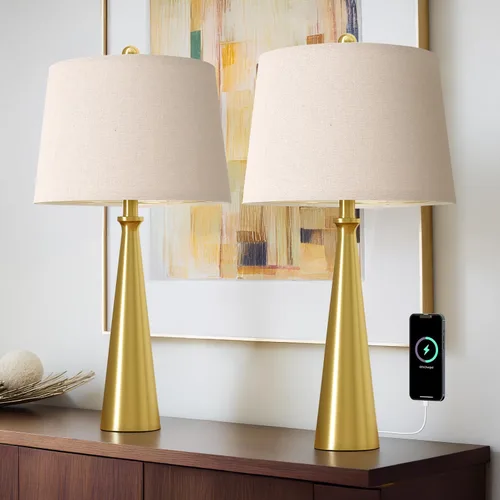 Miniatura 11 de Oneach Lámparas de mesa de 25.75 pulgadas para sala de estar, lámpara de noche regulable de 3 vías, con control táctil regulable de 3 vías, moderna