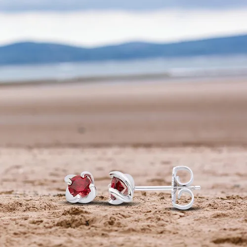 Miniatura 5 de .925 Sterling Silver Petite Swirl-Set 15" Birthstone Stud Earrings - Choice of Birthstone