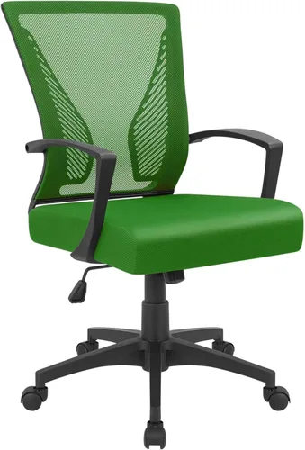 Furmax Silla de oficina ergonómica de escritorio para computadora, silla de malla, respaldo medio, soporte lumbar giratorio con reposabrazos (1,