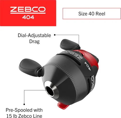 Miniatura 3 de Zebco 404 Spincast - Combo de carrete y caña de pescar, caña de fibra de vidrio duradera de 5 pies 6 pulgadas, 2 piezas con mango EVA, carrete