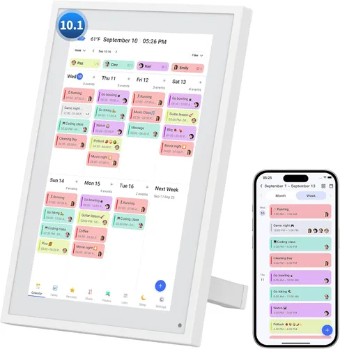 Calendario digital de 10.1 pulgadas, marco digital combinado con pantalla táctil inteligente, planificador electrónico de pared, organizador