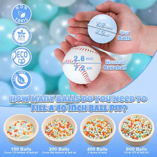 Miniatura 2 de GOGOSO Pelotas para niñas y niños pequeños para casa de juegos, piscina para bebés, centros de diversión, para bebés, niños, niños pequeños de 1 a 3