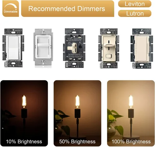 Miniatura 4 de Bombillas LED tubulares regulables de 2 W, blanco cálido de 2700 K, bombilla de filamento estilo Edison, bombilla vintage T10 equivalente a 25 W