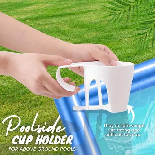Miniatura 8 de TonGass Paquete de 6, portavasos blancos para piscinas sobre el suelo, compatibles con piscina sobre el suelo con barra superior redonda de 2