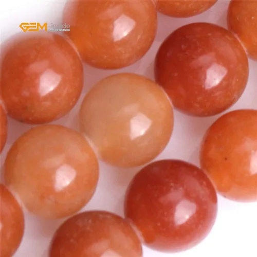Miniatura 3 de GEM-Inside - Cuentas redondas de jade de aventurina naranja natural de 0.472 pulgadas (0.472 in), cuentas de agujero grande para hacer joyas