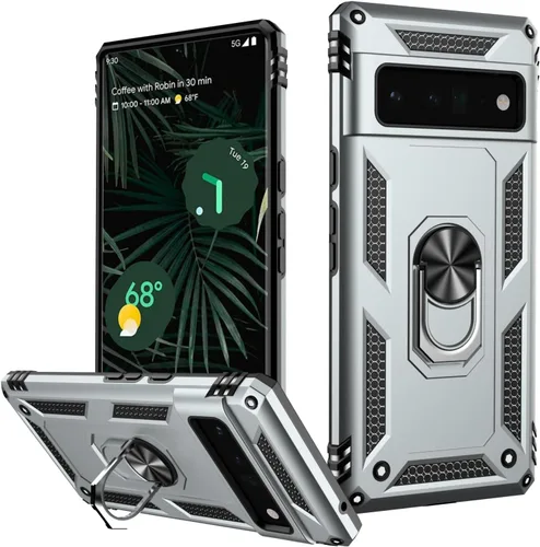 Miniatura 57 de LUMARKE Funda para Google Pixel 5 con protector de pantalla, pasa 16 pies, probada en caídas, grado militar, con soporte de anillo magnético, Rojo