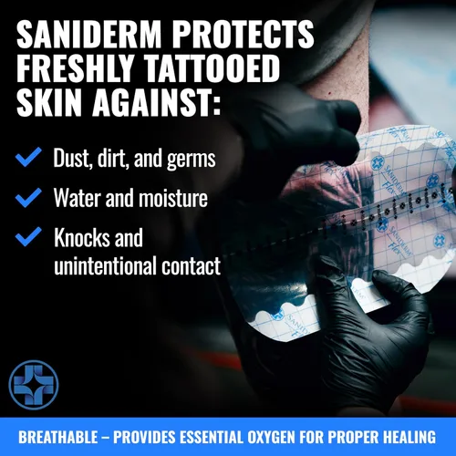 Miniatura 6 de Saniderm - Rollo de vendaje Flex Tattoo Aftercare - Envoltura de tatuaje ultra flexible, impermeable, estéril para una curación rápida y protección