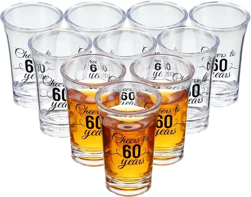 Miniatura 11 de Sliner Paquete de 48 Vasos de Chupito de Cumpleaños a Granel 1.4oz Brindis a los 30/40/50/60/70/80 Años Vaso de Chupito Indestructible Base Gruesa