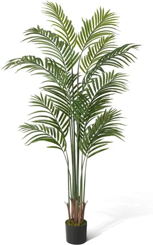 CAPHAUS Palmera artificial de 5 pies de alto para interiores, planta de palmera falsa grande para sala de estar, árbol sintético realista,