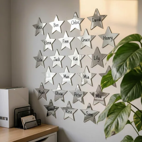 Miniatura 4 de Leinuosen 80 Piezas de Recortes de Estrellas de Purpurina, Estrellas de Cartón de Papel Impresas Dobles, Decoraciones para Tablón de Anuncios, Pared