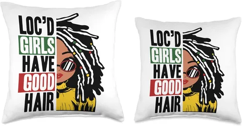 Miniatura 3 de Locs Afro Dreadlocks Love Beauty Hair Loc'd Good Hair Black American African Girl Throw Pillow, 16x16, Multicolor