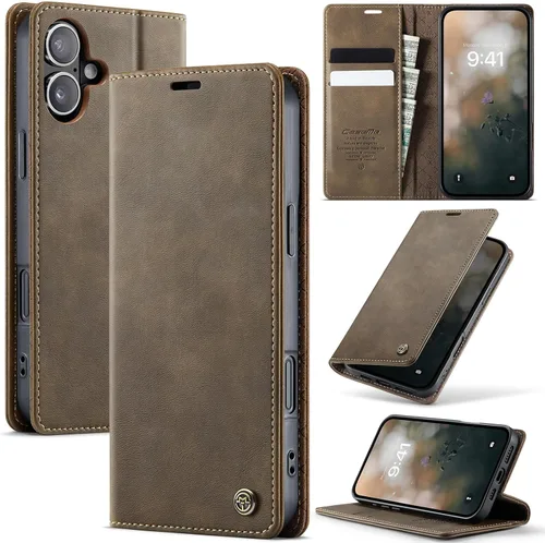 Miniatura 88 de Funda tipo cartera para iPhone 13 de piel tipo cartera con tarjetero y función atril, cierre magnético, bloqueo RFID, TPU a prueba de golpes