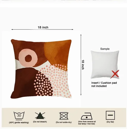 Miniatura 7 de Juego de 4 fundas de almohada abstractas de color naranja quemado de 20 x 20 pulgadas, fundas de almohada geométricas bohemias decorativas
