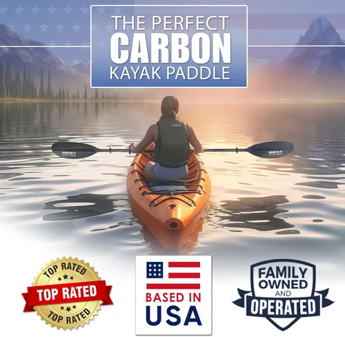 Miniatura 2 de Best Marine and Outdoors Carbon Fiber Kayak Paddle for Adults – Lightweight 2-Piece Paddle with Fiberglass Reinforced Blades, Adjustable Feather