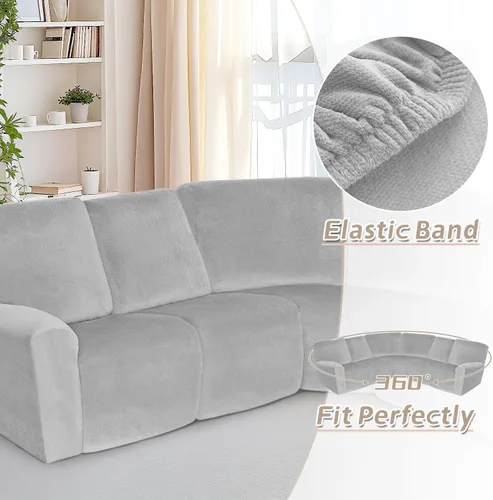 Miniatura 6 de Arfntevss Fundas para sofá reclinable seccional, funda de terciopelo para sofá seccional para sofá reclinable, elástica, suave en forma de L, funda