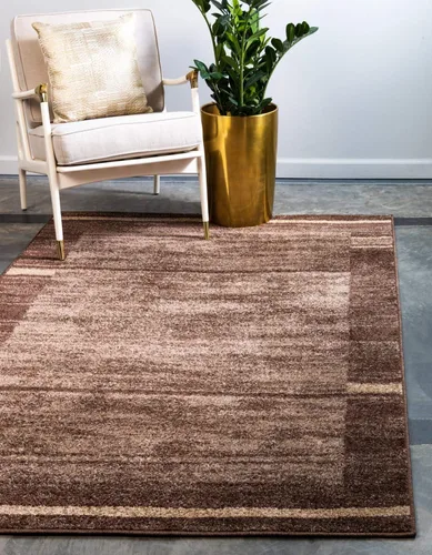 Unique Loom Autumn Collection - Tapete abstracto, informal, moderno y contemporáneo (borde marrón y beige, 2 x 3 pies, rectangular)
