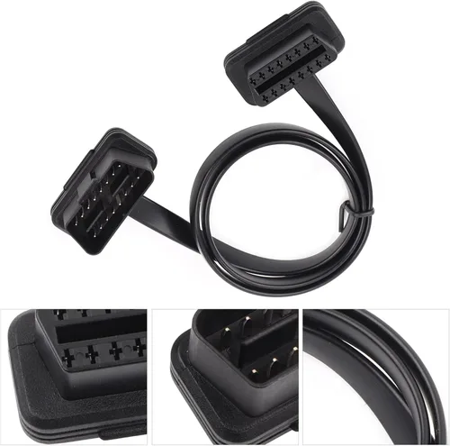Miniatura 3 de Adaptador de cable OBD2, cable de extensión OBD2, cable de diagnóstico plano OBD2, cable de diagnóstico plano de 16 pines macho a hembra, adaptador