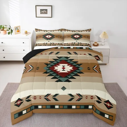 Miniatura 37 de Feelyou Juego de edredón geométrico del suroeste para niños y niñas, edredón nativo del suroeste, tamaño individual, juego de ropa de cama