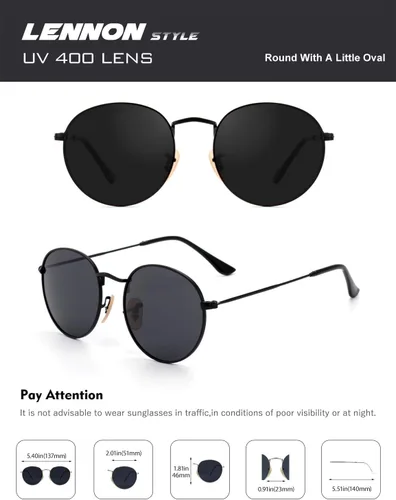 Miniatura 83 de CGID Gafas de sol unisex polarizadas redondas E01 Lennon