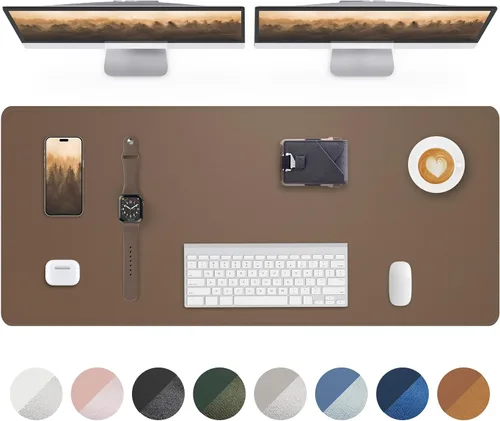 Miniatura 24 de Tapete protector para escritorio y mouse, antideslizante, de piel sintética, tapete impermeable de escritura para laptop, para oficina y hogar