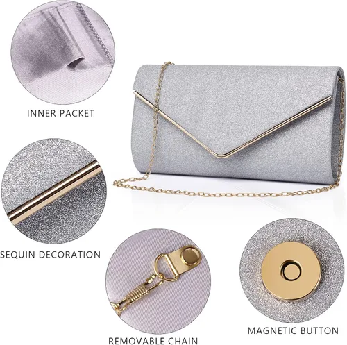 Miniatura 5 de Labair - Bolso de mano brillante para mujer. Bolso para noche con purpurina. Bolsas para bodas y fiestas