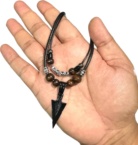 Miniatura 2 de Collar de doble capa con colgante de acero inoxidable para hombre, collar de cadena con colgante de punta de lanza fresca