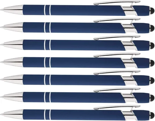 Miniatura 8 de Express Pencils Bolígrafo Rainbow de goma suave al tacto con punta de lápiz capacitivo, un elegante bolígrafo de metal premium, tinta negra, punta