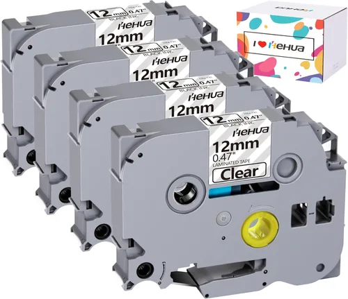 Miniatura 10 de Hehua Compatible con cinta laminada negra sobre transparente de 1/2" (0.47") para Brother P Touch Label Maker TZe-131 TZe131 TZ131 TZ-131 compatible
