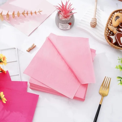 Miniatura 3 de Whaline Servilletas de papel rosa, 3 colores degradados, desechables, servilletas de almuerzo para el día de San Valentín, boda, cumpleaños, Rosado
