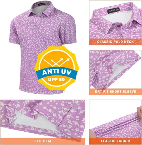 Miniatura 139 de TAPULCO Camisetas tipo polo de secado rápido para hombre, diseño de camuflaje, atléticas, ligeras, transpirables, casuales, para golf