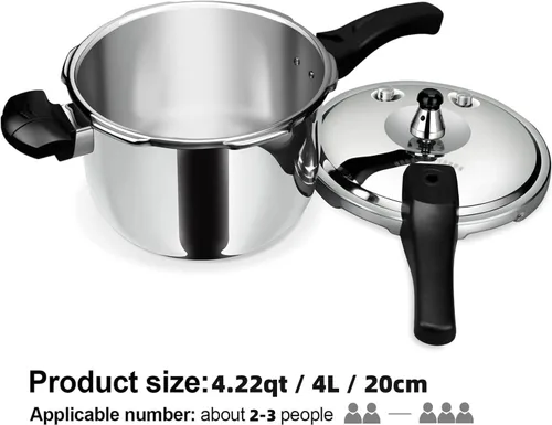 Miniatura 2 de Olla a presión de acero inoxidable, 4 cuartos de galón, compatible con inducción, olla a presión gruesa con dispositivos de protección de válvula