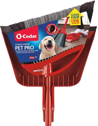 O-Cedar Pet Pro Escoba con recogedor de pisar | Elimina el 99% con una sola pasada | El recogedor elimina 3 veces más pelo de mascotas | Herramienta