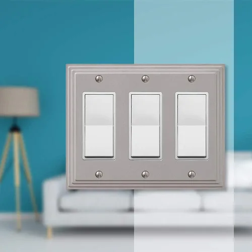Miniatura 3 de Amerelle Steps Triple Rocker - Placa de pared de metal fundido en níquel satinado