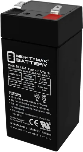 Mighty Max Battery Batería SLA de 4 voltios y 4,5 Ah para Zareba Cargador solar de cerca de 2 millas