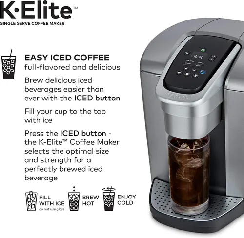 Miniatura 5 de Keurig C K-Elite Maker, cafetera de cápsulas K-Cup de una sola porción, con capacidad de café helado, extra incluida, 75 onzas, paquete de filtros