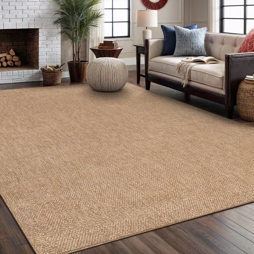 Miniatura 25 de Tapete de Puerta de Yute Fácil 2x3 Pies Interior Exterior Alfombras Naturales Alfombra de Fibra Sólida Alfombra de Área Tejida Boho Fácil de Limpiar
