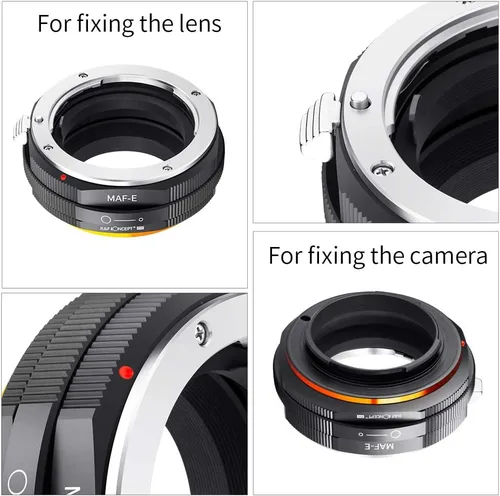 Miniatura 7 de K&F Concept Adaptador de montaje de lente compatible con Sony Alpha Minolta AF A-Type Lens a NEX E-Mount sin espejo con diseño de barniz mate