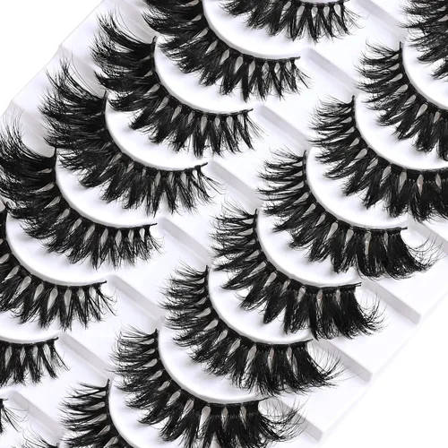 Miniatura 4 de FARRED - Pestañas postizas cortas, de visón natural, rizadas, delgadas y esponjosas que parecen extensiones, 0.6 pulgadas, pestañas rusas dramáticas