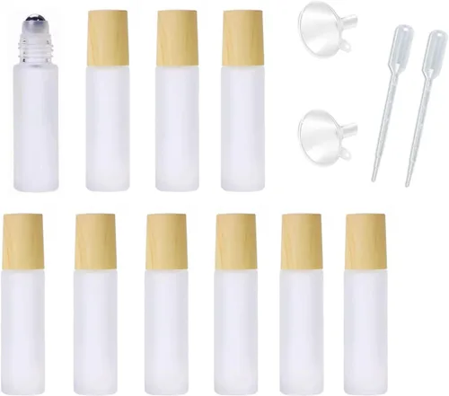 Miniatura 9 de 10 botellas de aceites esenciales de vidrio esmerilado, botellas de rodillo de masaje recargables de 0.3 onzas líquidas, botellas de perfume