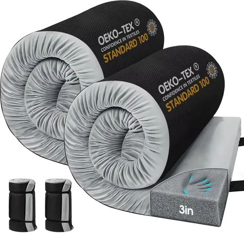 Miniatura 15 de CYMULA Almohadilla de Colchón de Espuma Viscoelástica para Acampar, Almohadilla para Dormir de 3 Pulgadas para Acampar, Base Antideslizante Inferior
