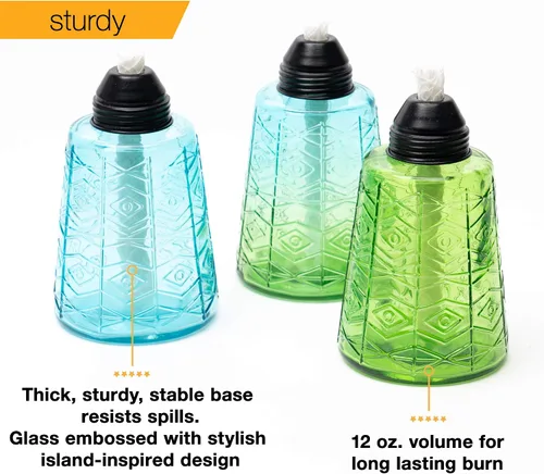 Miniatura 5 de Backyadda Elegantes linternas de cristal para tu mesa o patio con muchos colores para elegir. Juego de 3 linternas (azul caribeño)