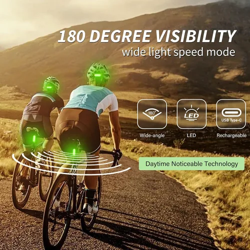 Miniatura 3 de Luces LED de seguridad para bicicleta, luz trasera de bicicleta rojo/verde, linterna de seguridad trasera de bicicleta, recargable por USB C, 4