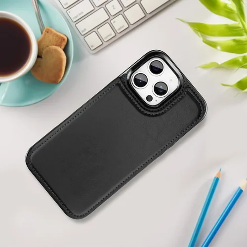 Miniatura 7 de Bizzib Funda Wallt para iPhone 14 Pro Max con tarjetero, piel sintética de alta calidad con soporte plegable, ranuras para tarjetas, protección