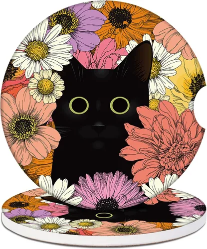 Miniatura 12 de Posavasos de automóvil – Posavasos de cerámica absorbente de plantas de alpaca, 2 unidades, posavasos para portavasos de automóvil, accesorios