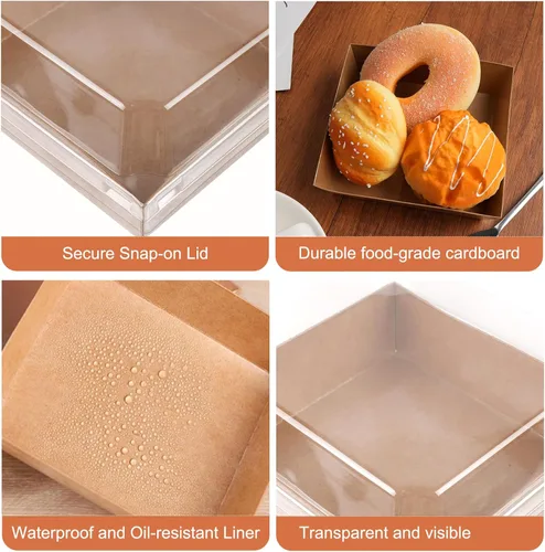Miniatura 3 de Paquete de 100 cajas de charcutería con tapas transparentes, recipientes cuadrados desechables de 5.5 x 4.9 x 2.4 pulgadas, cajas de postre, cajas