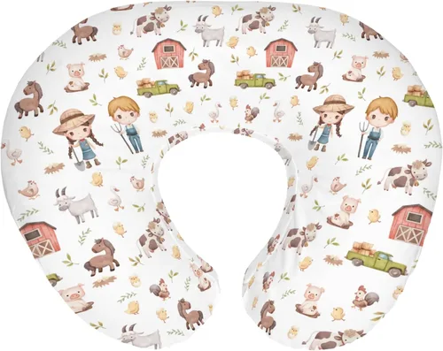 Miniatura 12 de Lindas fundas de almohada de lactancia de animales de granja para niños y niñas, vaca, gallo, cabra, pato, cerdo, funda de almohada de lactancia