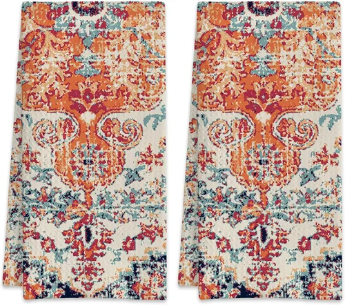 Miniatura 11 de Juego de 2 toallas de cocina abstractas bohemias florales de los años 70, toallas de mano de secado rápido para cocina, regalos para mujeres