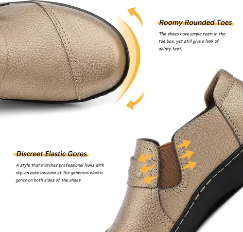 Miniatura 4 de LAZYPOP Mocasines de cuero clásicos y cómodos para mujer, bonitos zapatos de vestir informales, ligeros, para caminar, zapatos planos