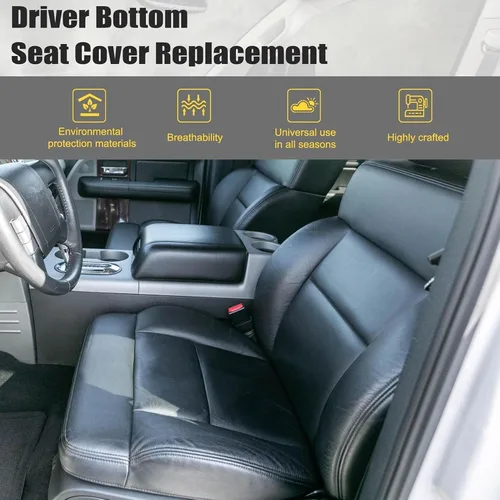 Miniatura 2 de Priprilod Funda de Reemplazo de Asiento de Cuero Negro para Lado del Conductor Compatible con Ford F150 Lariat 2004 2005 2006 2007 2008